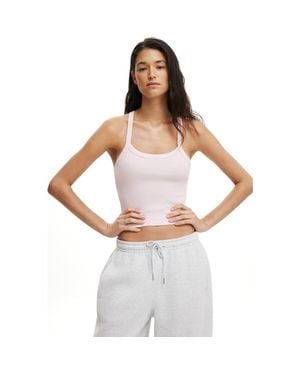 Cotton On Active Rib T-Bar Cropped Tank - White