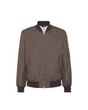 Brunello Cucinelli Bomber Jacket With Padding - Brown