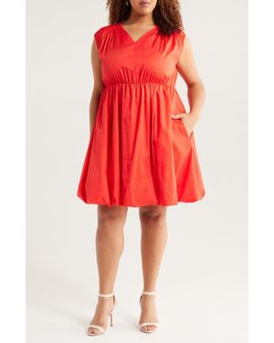 Harshman Arla Bubble Hem Cotton Dress - Red