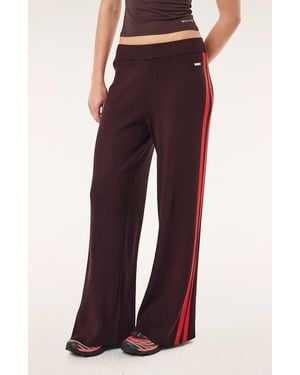 P.E Nation Solar Wide Leg Rib Knit Pants - Red