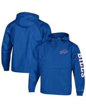 Champion Buffalo Bills Packable Hooded Windbreaker Half-Zip Jacket - Blue