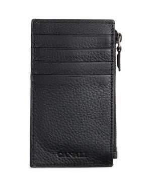 Canali Tumbled Calfskin Card Holder With Zip - Black