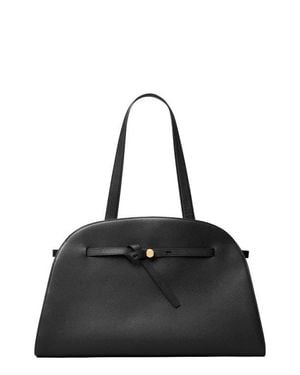 Tory Burch Large Romy Bauletto Leather Handbag - Black