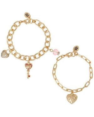 Juicy Couture Charm Bracelet Set With Heart And Key Charms - Metallic
