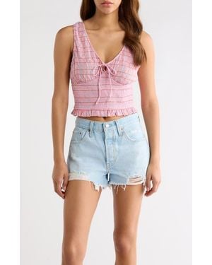 Rip Curl Paradise Check Cotton Blend Crop Tank - Pink