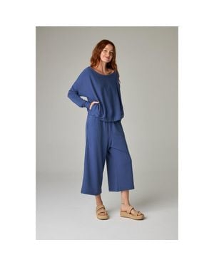 eavolu® Baikal Eco-Luxe Fleece Crop Pant - Blue