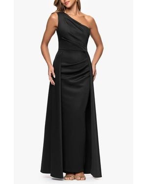 Xscape Evenings One-Shoulder Scuba Crepe Evening Gown - Black