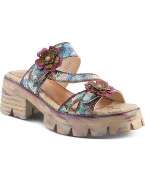 Spring Step Myrina Platform Slide Sandal - Metallic