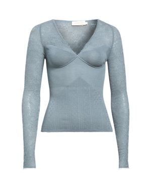 Zimmermann Wool Blend Pointelle Lace Sweater - Blue
