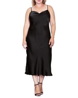 Standards & Practices Cowl Neck Satin Dress - Black