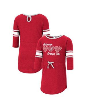 Colosseum Athletics Girls Toddler Heathered Alabama Tide Poppin Sleeve Stripe Dress