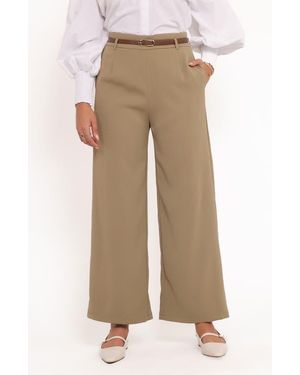 Petal & Pup Ceres Belted Wide Leg Pants - Natural