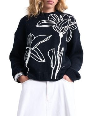 TOPSHOP Floral Embroidered Sweater - Black