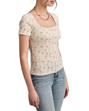 売れ筋商品|||ラッキーブランド カットソー トップス レディース Pointelle Tee Mauve Floral POINTELLE TEE | Lucky Brand
