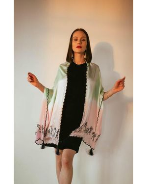Ras Varli Embroidered Shaded Scarf - Black