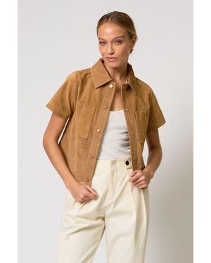 Central Park West Rusty Genuine Suede Ss Jacket - Natural