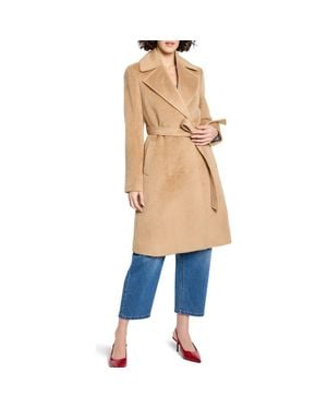 NIC+ZOE Wool Blend Belted Wrap Coat - Blue