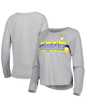 Outerstuff Juniors Heathered Los Angeles Rams All Striped Up Raglan Long Sleeve T-Shirt - Gray