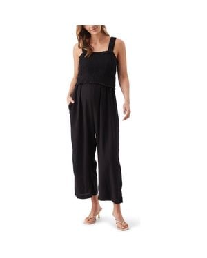 Ripe Maternity Tilda Smocked Maternity And Nursing Jumpsuit - Black