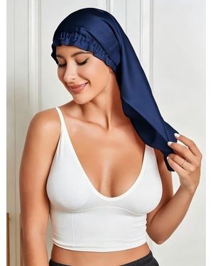 SILKSILKY Elegant Long Pure Silk Bonnet - Blue