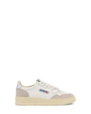 Autry Medalist Low Croc Embossed Leather Sneaker - White