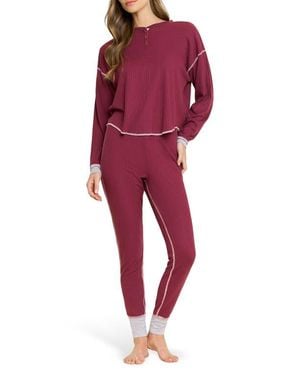 Honeydew Intimates Cuddle Crew Henley Pajamas - Red
