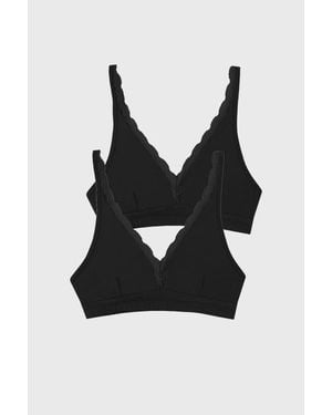 Stripe & Stare Lace Plunge Two Pack - Black