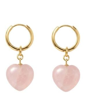 seree Quartzite Heart Charm Earrings - Pink