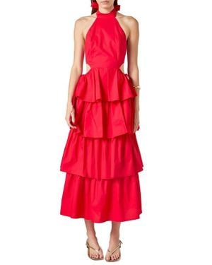 Endless Rose Tiered Ruffle Halter Maxi Dress