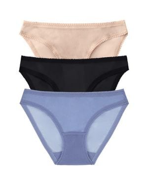 On Gossamer 3-Pack Mesh Hip Bikinis - Blue
