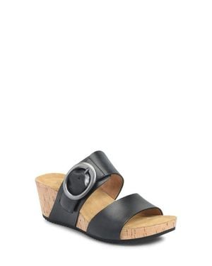 Comfortiva Elizabeth Platform Wedge Slide Sandal - Black