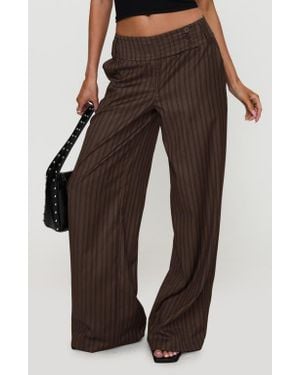 Princess Polly Cedars Stripe Low Rise Wide Leg Pants - Brown