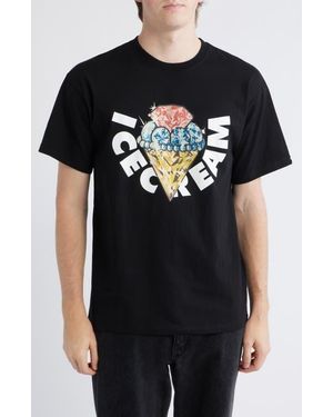 ICECREAM Bouquet Cotton T-Shirt - Black