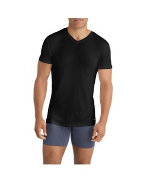 Tommy John 3-Pack Second Skin Stay Tucked V-Neck Undershirts - Black