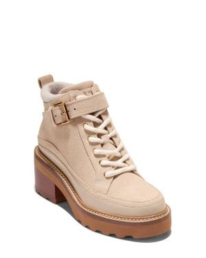 Cole Haan Shibley Wp Lace Up Booties - Natural