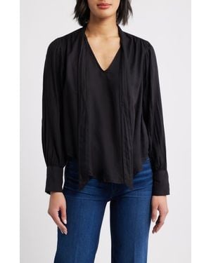 Cloth & Stone Tie Neck Top - Black