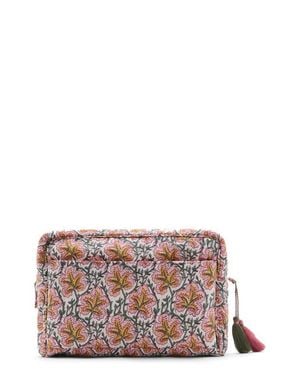 Mango Floral Print Cosmetics Bag - Pink