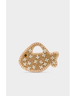 Simon Miller Puka Fish Raffia Handbag - White