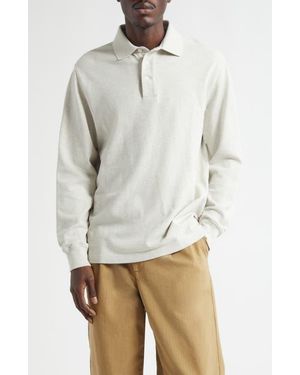 Noah Long Sleeve Cotton Piqué Polo - Natural