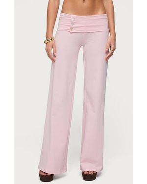Edikted Poppy Wide Leg Button Foldover Pants - Pink