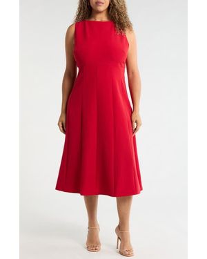 Chelsea28 Bateau Neck Seamed Midi Dress - Red