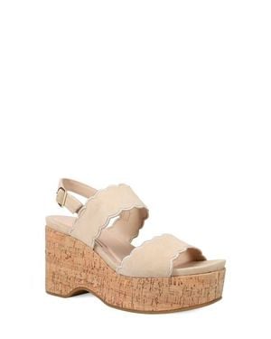 Pelle Moda Cicel Slingback Platform Wedge Sandal - Natural
