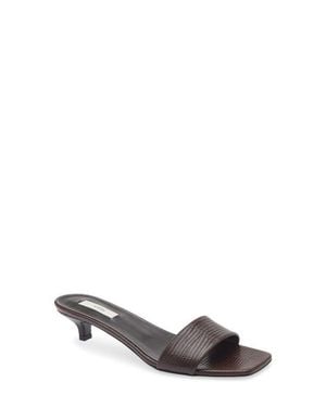 TOTEME Slim Kitten Heel Lizard Embossed Slide Sandal - Brown