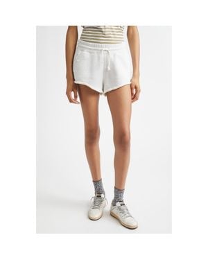 Golden Goose Distressed Cotton Sweat Shorts - White