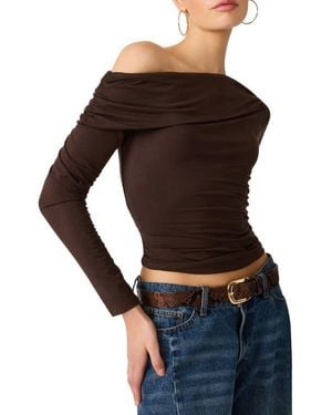 Steve Madden Ryder Off The Shoulder Knit Top - Black