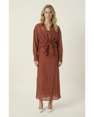 Modenaire Sheer Layered Two Piece Midi Dress Set