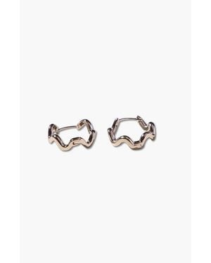 Nickel & Suede Squiggle Hoops - Black