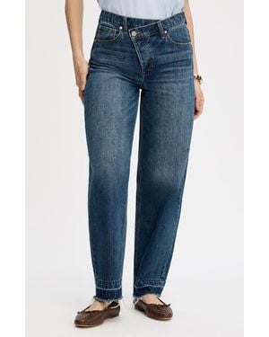 Sam Edelman Crossover Waist Release Hem Taper Leg Jeans - Blue