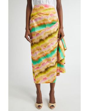 Lela Rose Sunset Ruffle Detail Cotton Poplin Pencil Skirt - Yellow