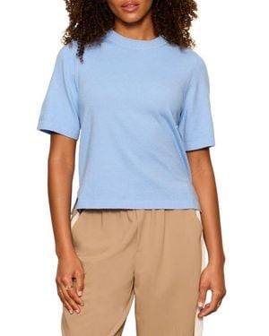Sanctuary Perfect Tipped Short Sleeve Sweater - Blue